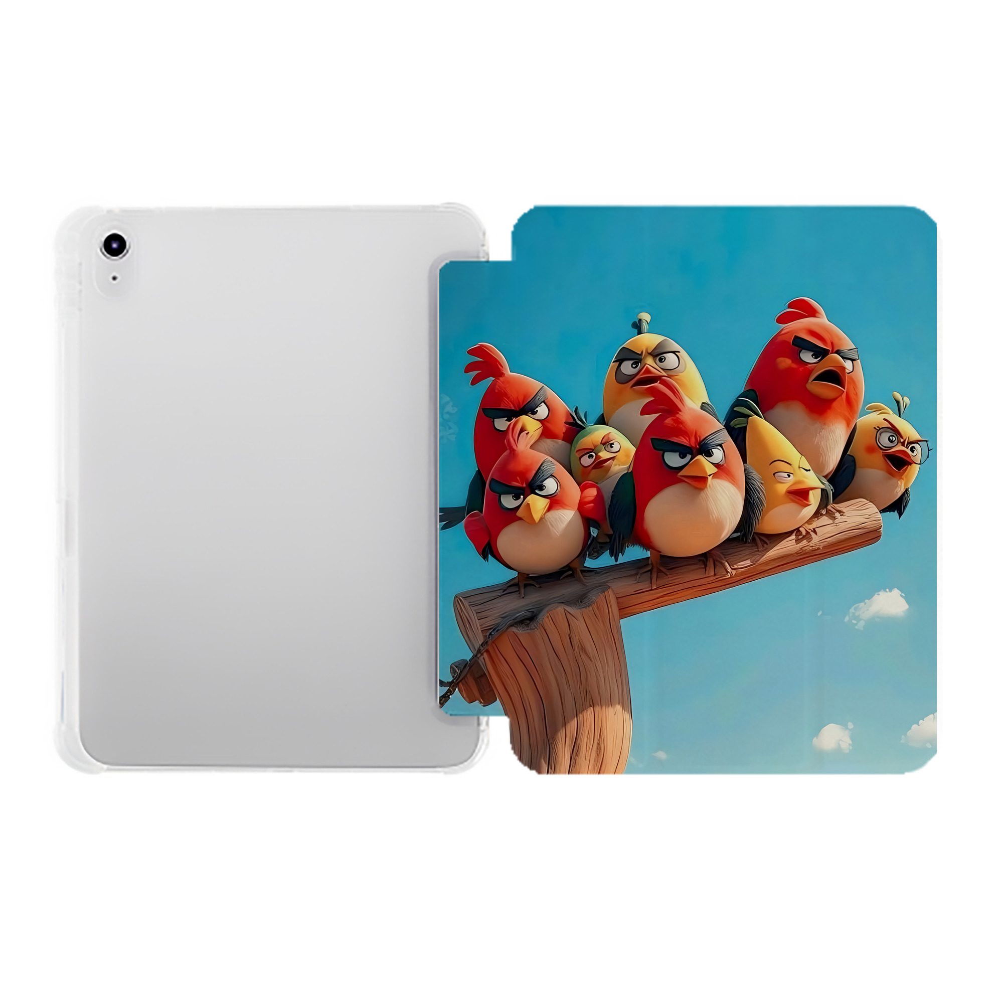 （画像用） Angry Birds アングリーバード IPad ケース ペン収納付き 三つ折りスタンド PUレザー×シリコン 対応機種9.5/10.5/10.9インチ
